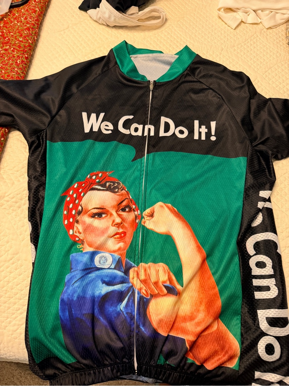 We Can Do It! Rosie the Riveter Women’s Full Zip Cycling Jersey Bike Shirt